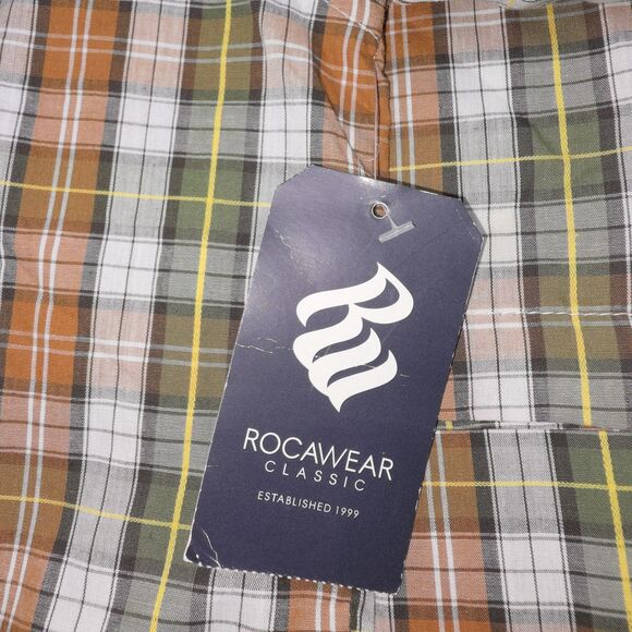 NEW W Tag Rocawear Button Shirt Men 5XL Men Plaid Western Cotton Short Sleeve - Picture 5 of 13